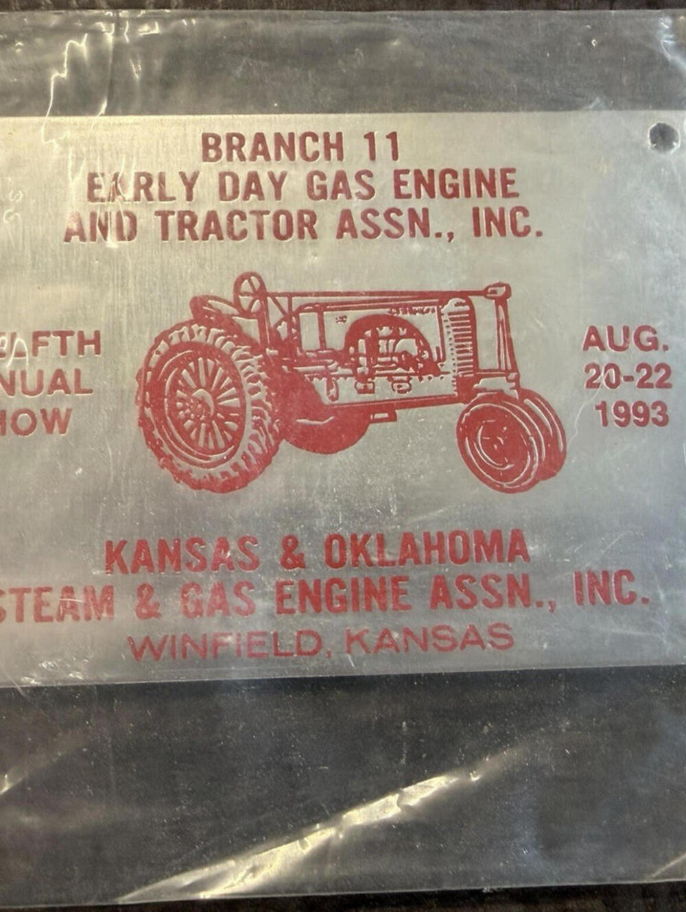 Kansas Oklahoma Steam Gas Engine Assn 1993 Annual Show Sign
